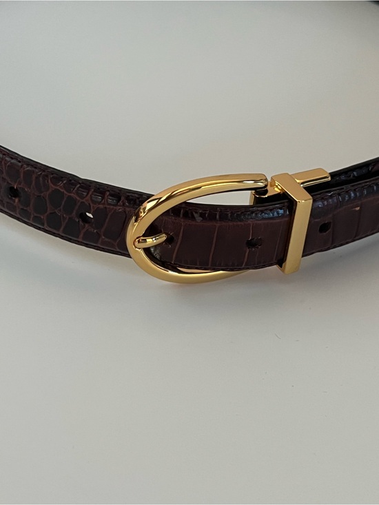 Lauren Ralph Lauren Reversible Brown Croc-Embossed Skinny Belt main image 4